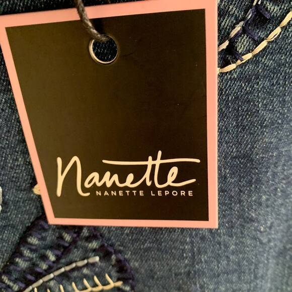 Nanette Women's Sz M Indigo Jean Embordered Dress Fringe Hem NWT - Picture 9 of 12